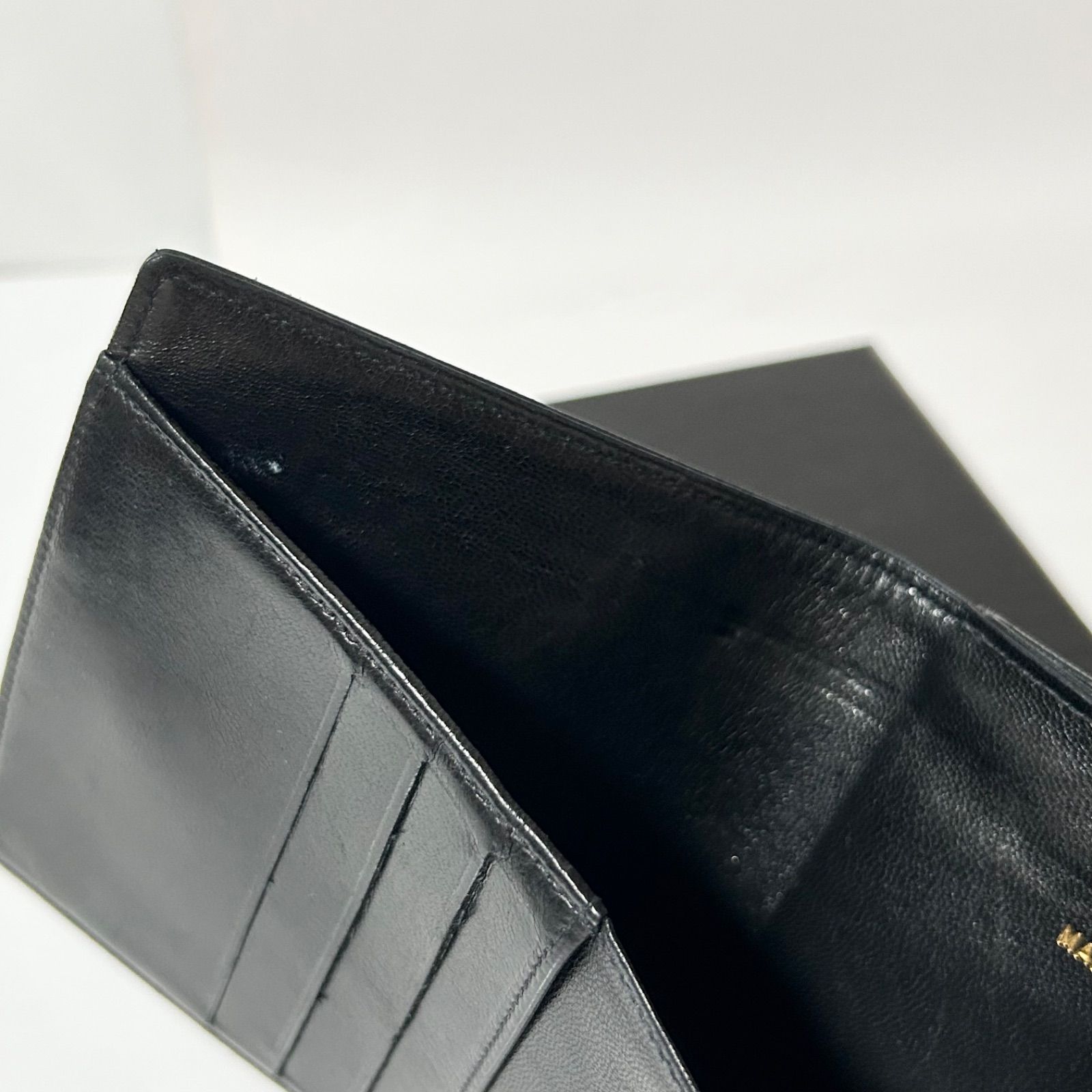 CHANEL シャネル デカココ Wホック 二つ折り財布 ラムスキン ブラック