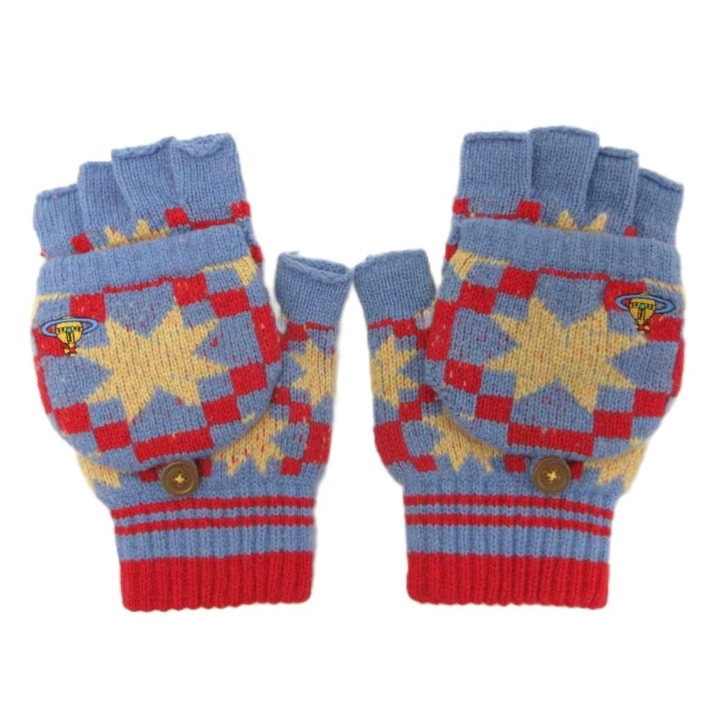 【美品】ヴィヴィアンウエストウッド ニット帽 耳当て付 ボーダー ミトン 手袋 vivienne westwood ビーニー 耳当て ニット帽子 【公式通販】