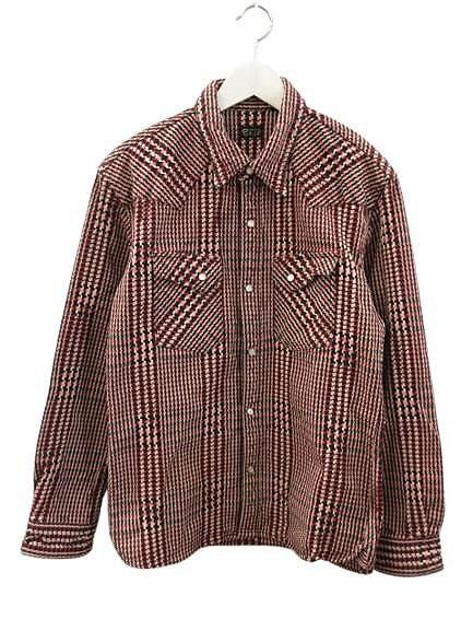 ザ フラットヘッド THE FLAT HEAD R.J.B 千鳥格子 ウエスタンシャツ 長袖 42 レッド トップス