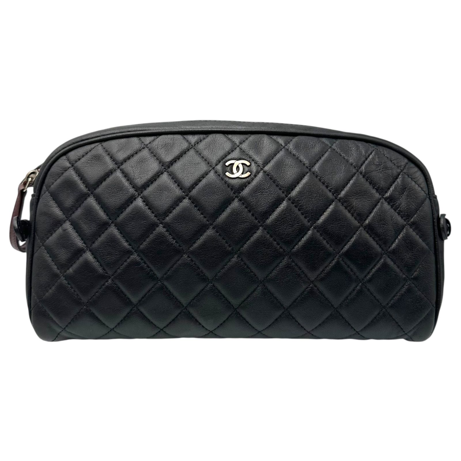 CHANEL(シャネル) Matelasse Large Toiletry Case - Lambskin マトラッセ ラージ トワレ ポーチ ラムスキン ブラック 2012年製造 16番台 16****** ココマーク ケース バッグ コスメ