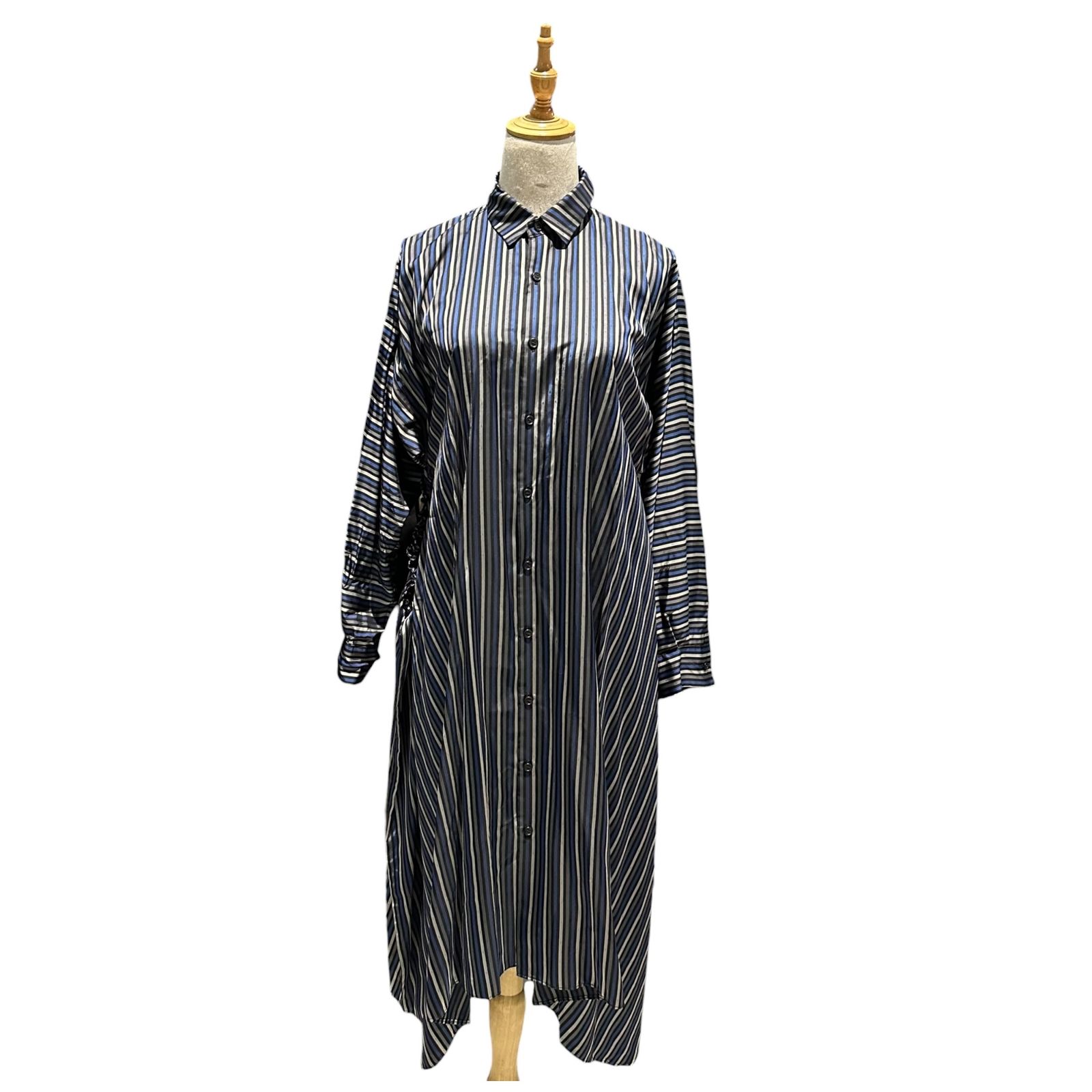 noir kei ninomiya(ノワールケイニノミヤ) 24SS Side-Gathered Striped 