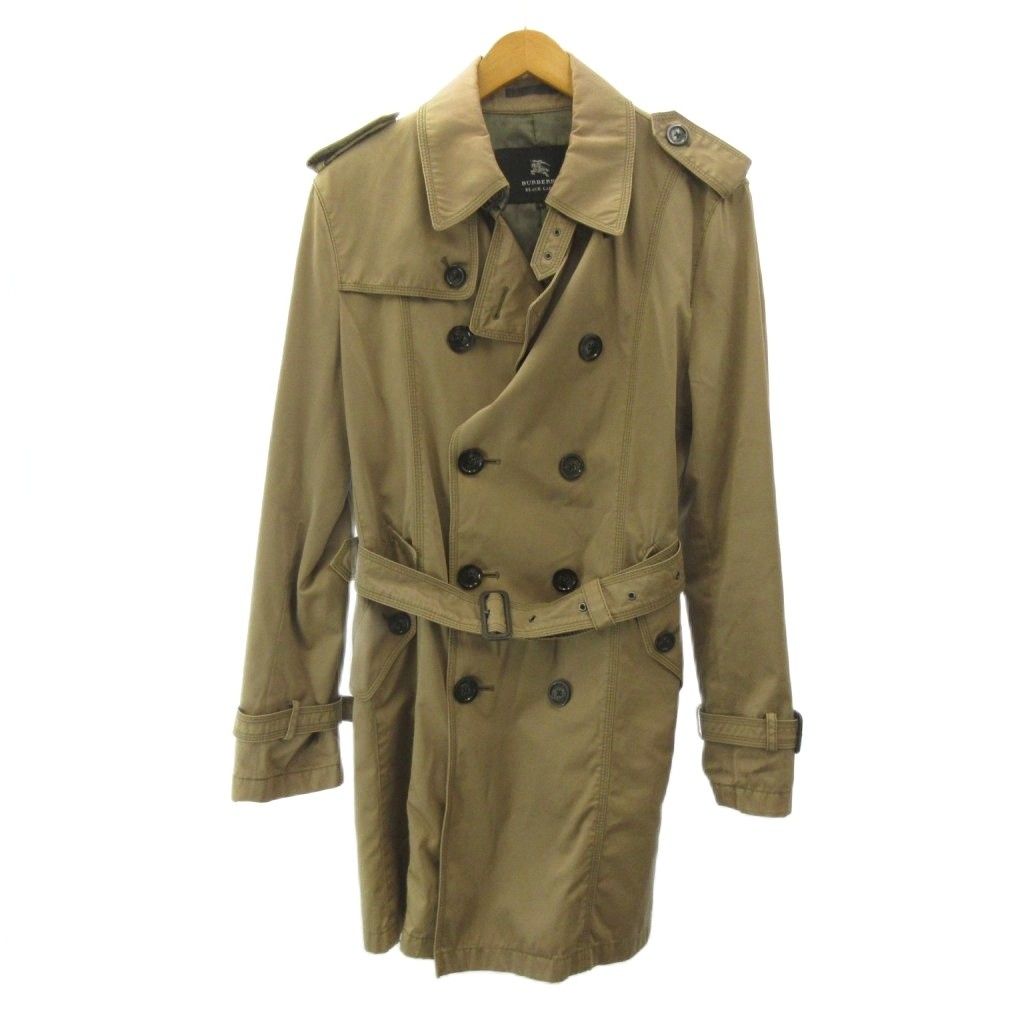 バーバリーブラックレーベル BURBERRY BLACK LABEL トレンチコート スプリング ベルト コットン ロング丈 L 茶 ブラウン 0516