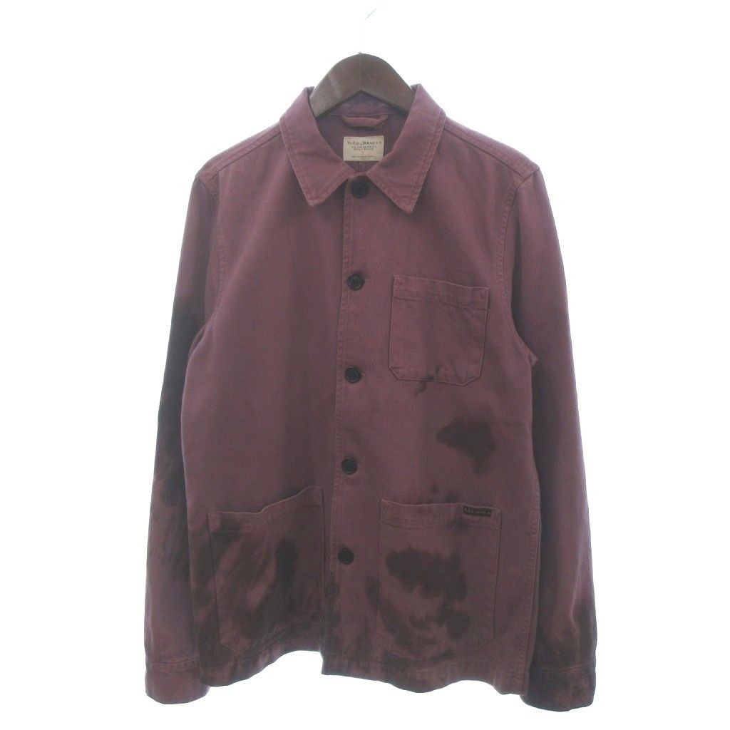 ヌーディージーンズ nudie jeans カバーオール ジャケット ユーズド加工 コットン 紫 パープル S