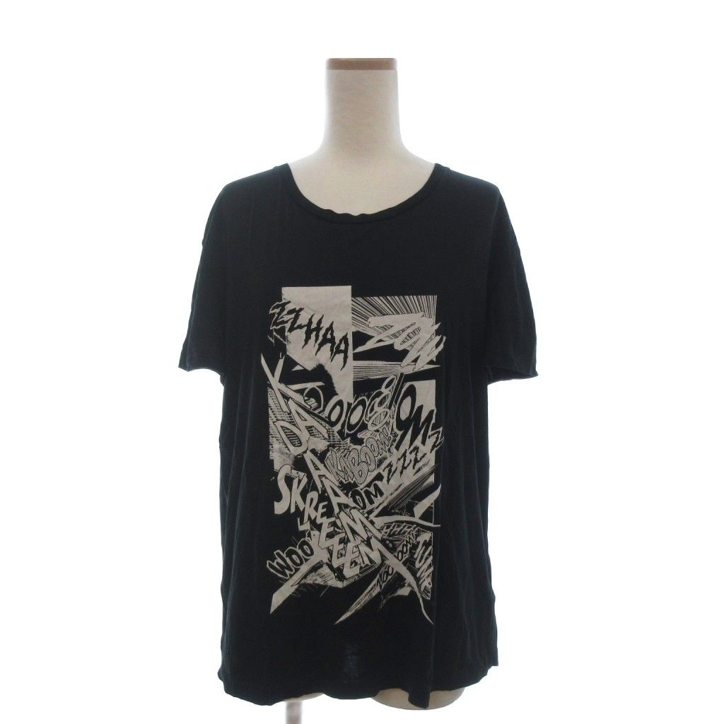 セリーヌ CELINE クリスチャンマークレー Tシャツ カットソー 半袖 クルーネック プリント 黒 ブラック L