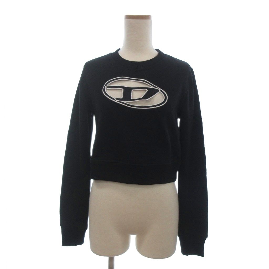ディーゼル DIESEL 美品 F-SLIMMY-E3 トレーナー スウェット 長袖 短丈 裏毛 A06545 黒 ブラック M