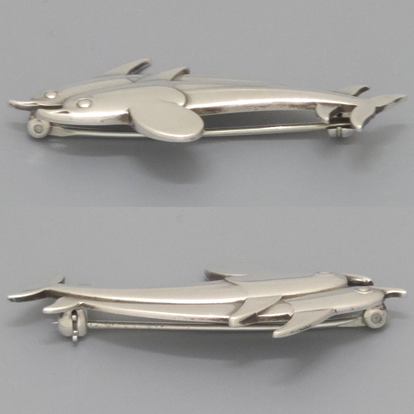 GEORG JENSEN ジョージ・ジェンセン 317 イルカ モチーフ ブローチ 横