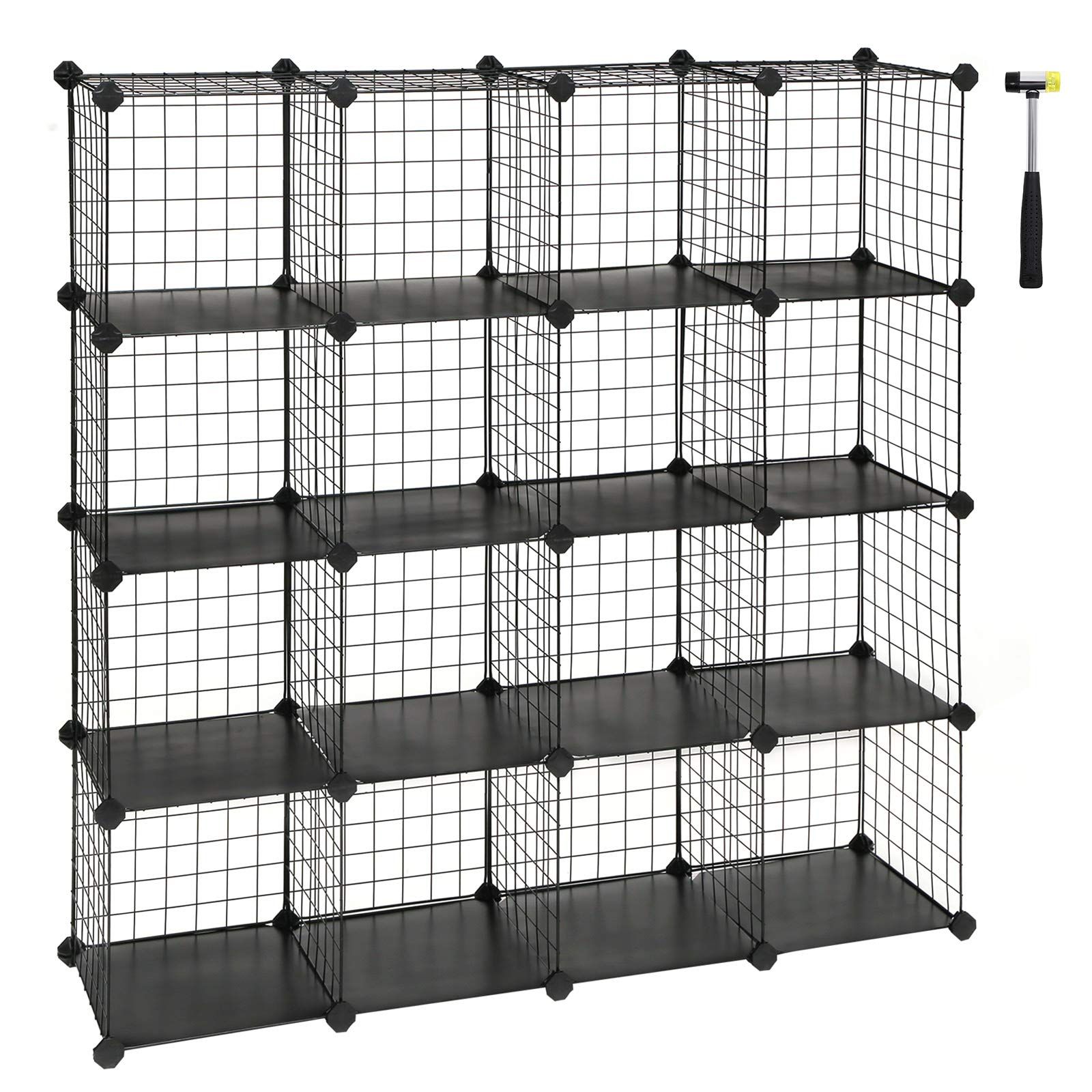 SONGMICS メタルラック ワイヤー収納ラック 整理棚 ワイヤーボックス DIY可能 30×30×30cm 収納棚 オープンラック ディスプレイラック ワードローブ おしゃれ ブラック LPI44Has 6be0e223