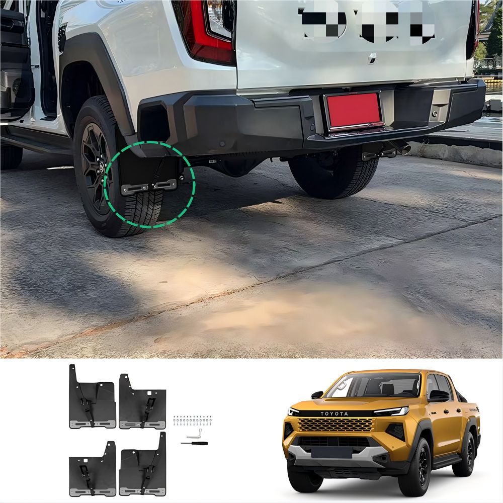 【送料無料】トヨタ (Toyota) ハイラックス (HILUX) 2026 款専用 マッドフラップ (4P) 耐衝撃・防泥・傷防止 オフロード走行対応 標準固定仕様 ドレスアップ効果抜群