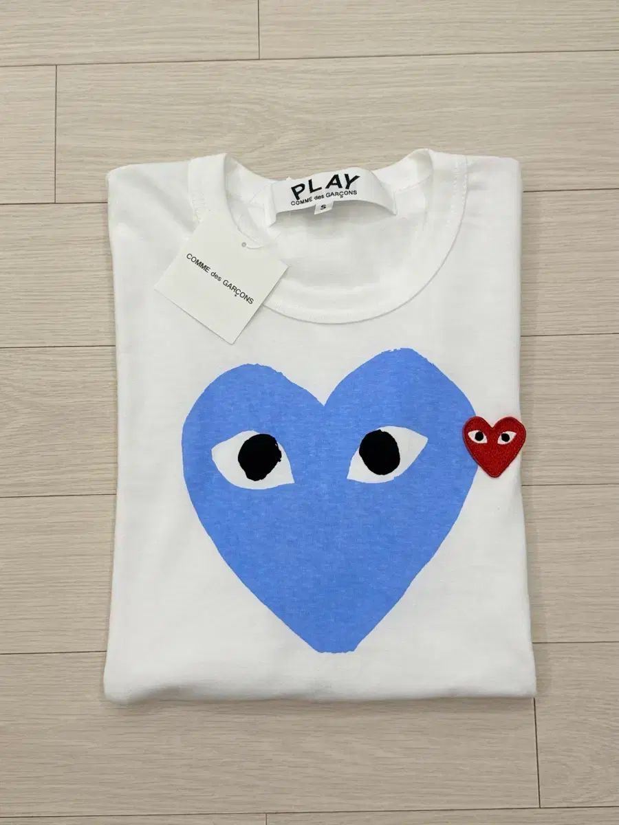 コム・デ・ギャルソン ブルー ハート 半袖Tシャツ S