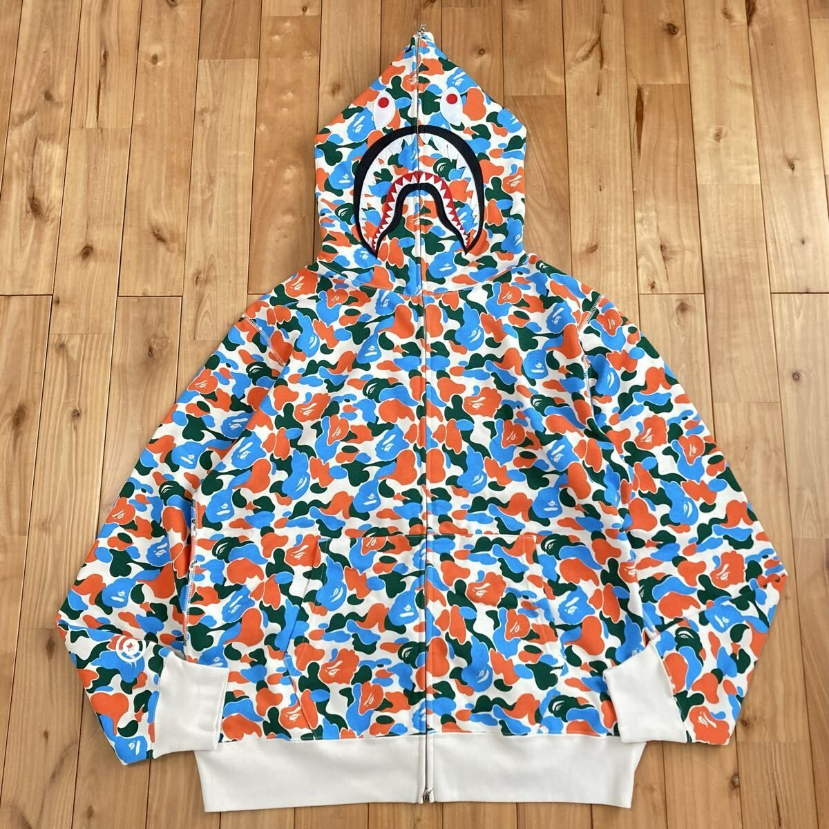 ★ジャカルタ限定★ JAKARTA STORE CAMO Separate shark full zip hoodie 2XLサイズ a bathing ape エイプ ベイプ シャーク パーカー 46415