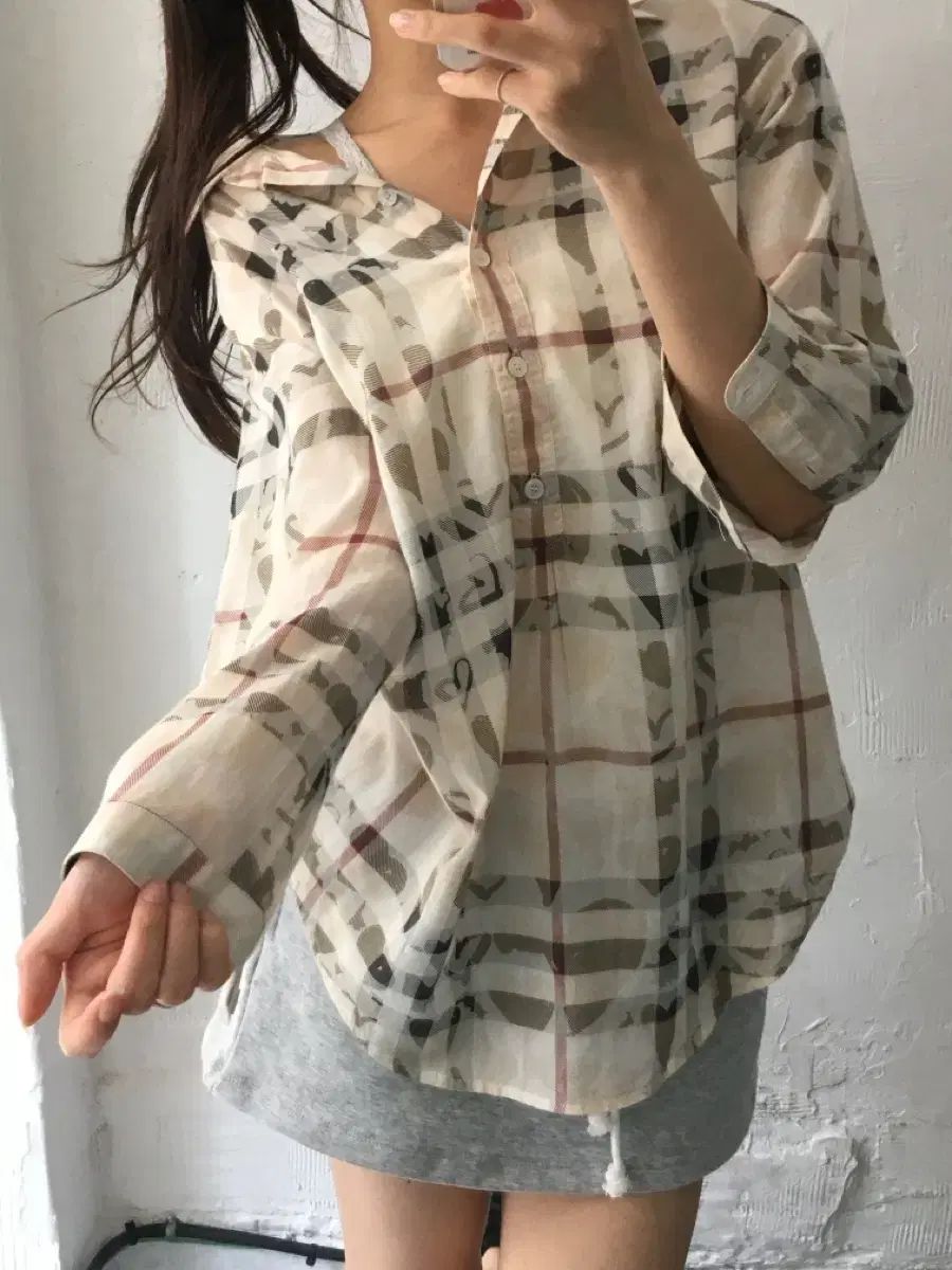 Burberry バーバリー ブリット ハート パータン コットン シャツ ブラウス