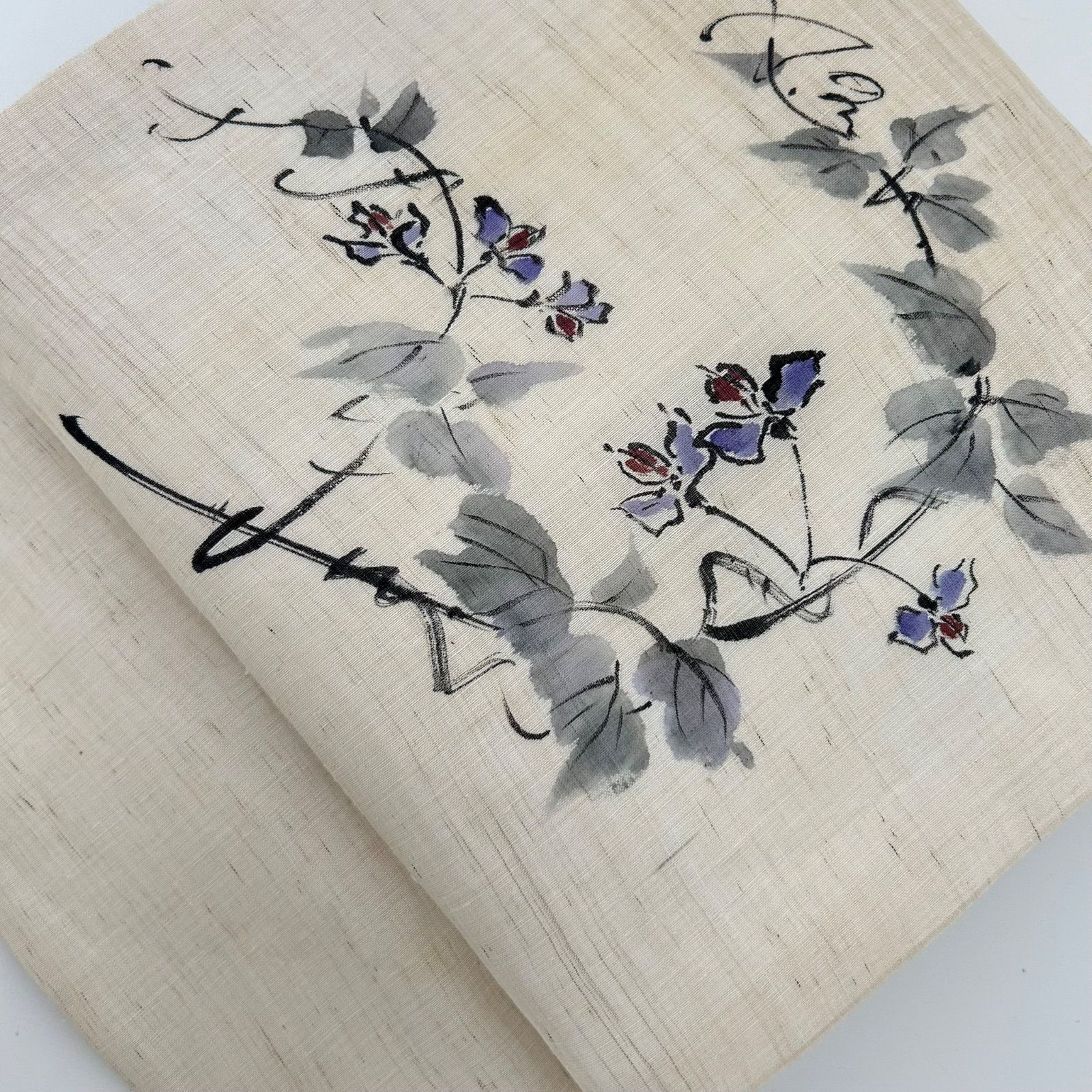m338 花 手描き 作家物 紬 名古屋帯 正絹 名古屋帯 正絹 紗紬 手描き 美しい花 九寸 MA-642 - メルカリ