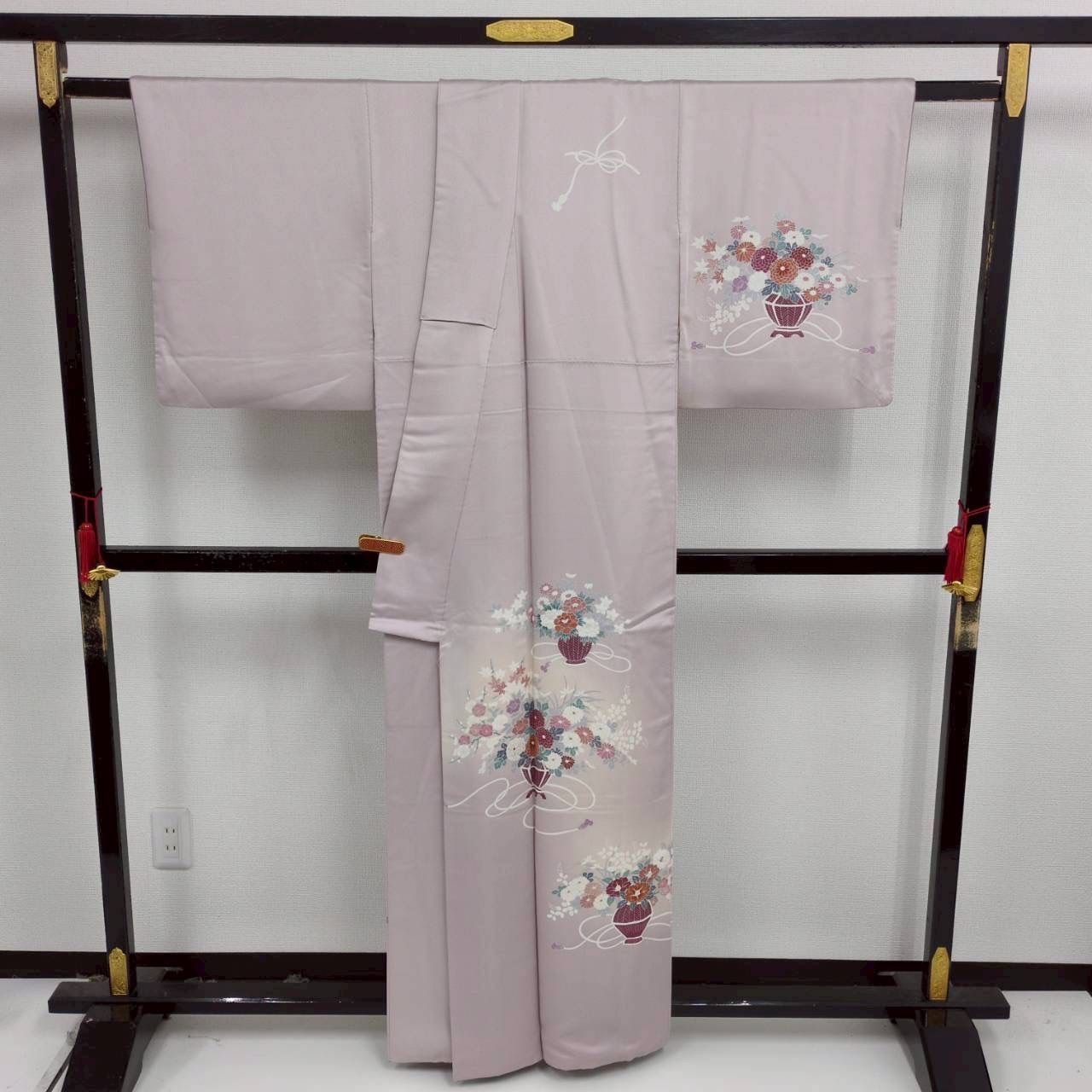 付け下げ 裄66 正絹 紋なし 美しい染めの花 袷 着物 MK-740 - メルカリ