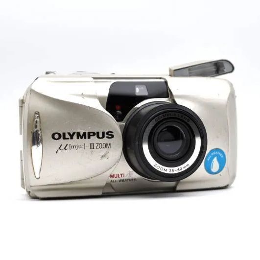 OLYMPUS μ[mju:]-II コンパクトカメラフィルムカメラ　動作確認済 動作OK】OLYMPUS μ [mju:] II ZOOM コンパクトフィルムカメラ - メルカリ
