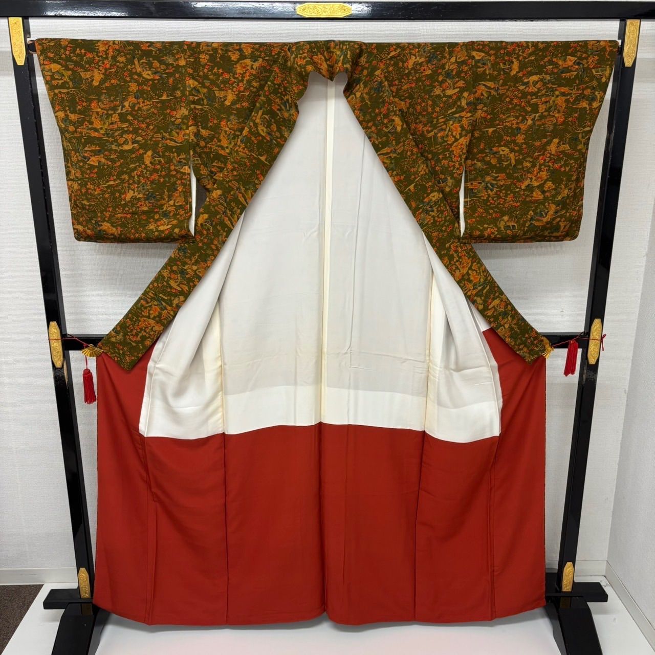 小紋 草木染文様 縮緬 裄65 上品な加工 正絹 着物 MK-718 - メルカリ