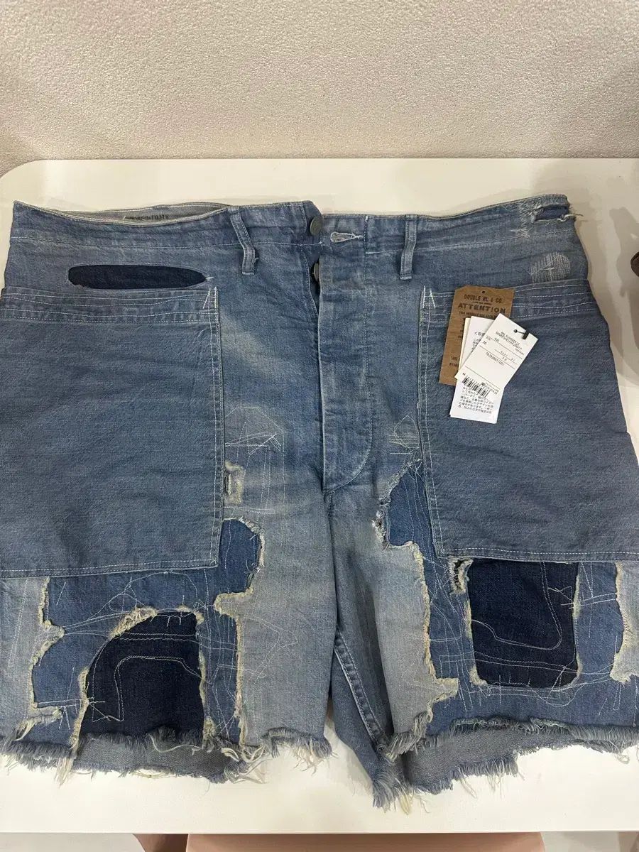 36 RRL(ダブルアールエル) パッチワーク デニム ハーフパンツ