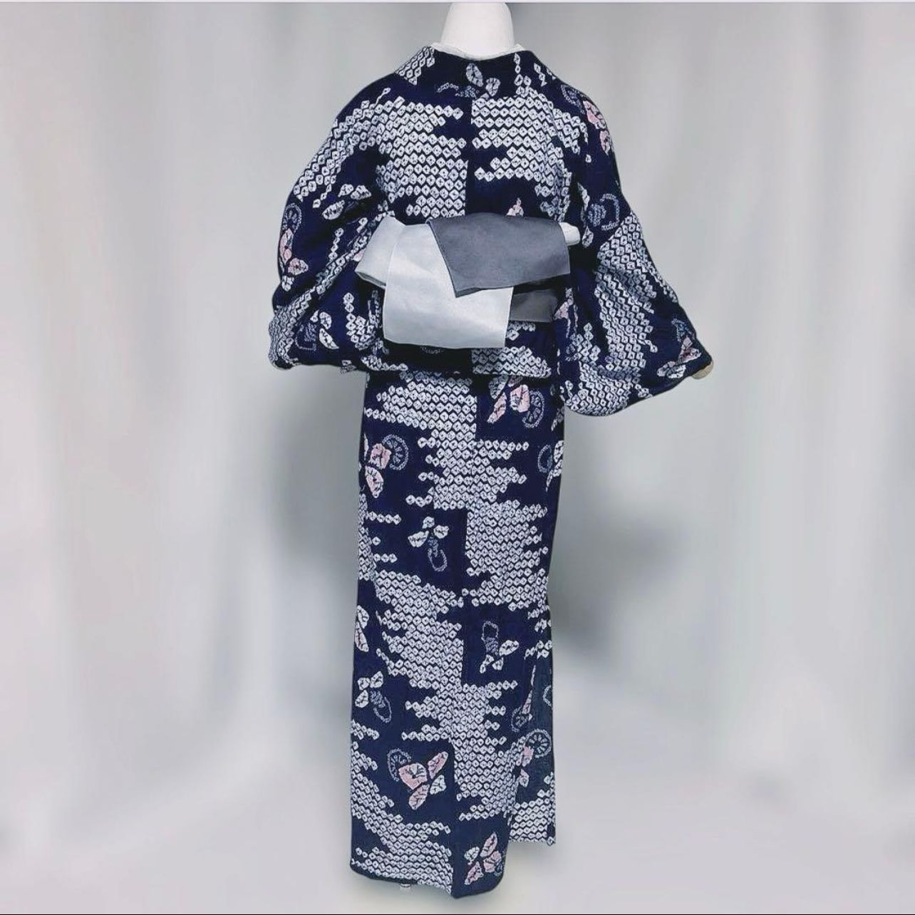 未使用に近い 有松絞り 二部式浴衣 フルセット 帯・小物付き 単衣着物