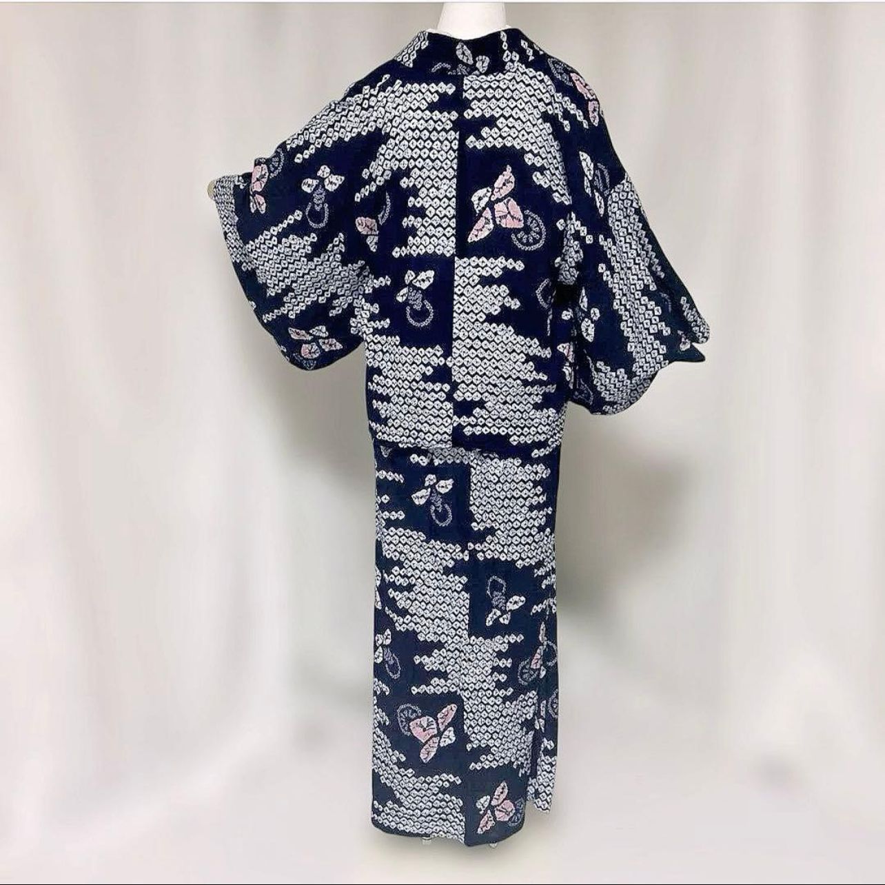 未使用に近い 有松絞り 二部式浴衣 フルセット 帯・小物付き 単衣着物