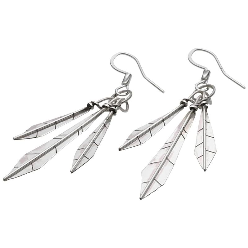 【新品】 [セノーテ]US直輸入 正規インディアンジュエリー フェザー フックピアス 左右セット【スターリングシルバー made in USA】u0012