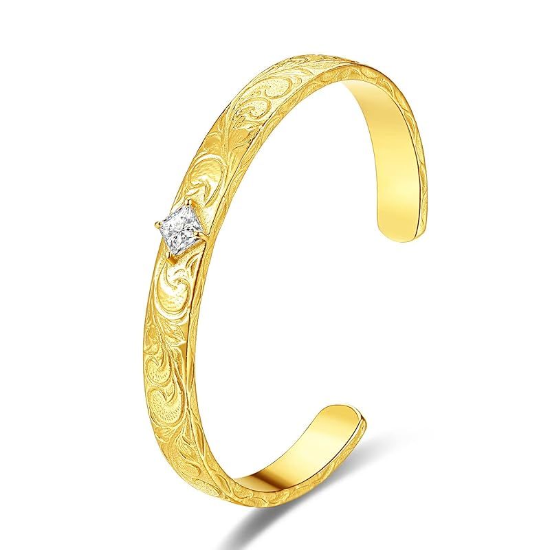 【新品】 [Lucliss] 316L サージカルステンレス ジルコニア ハワイアンバングル24k pvd gold