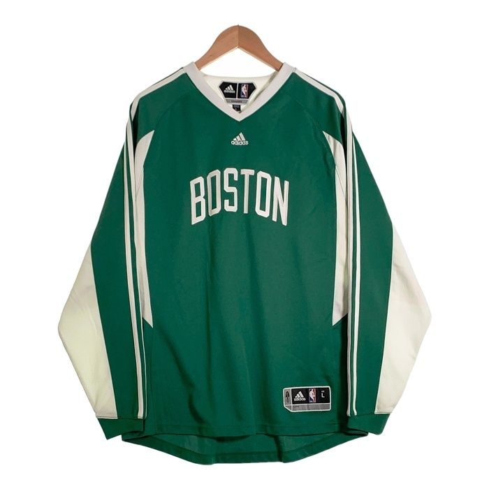 adidas アディダス Boston Celtics ボストン・セルティックス Patch Practice Shirt 長袖 Tシャツ ロンT グリーン ホワイト Size L