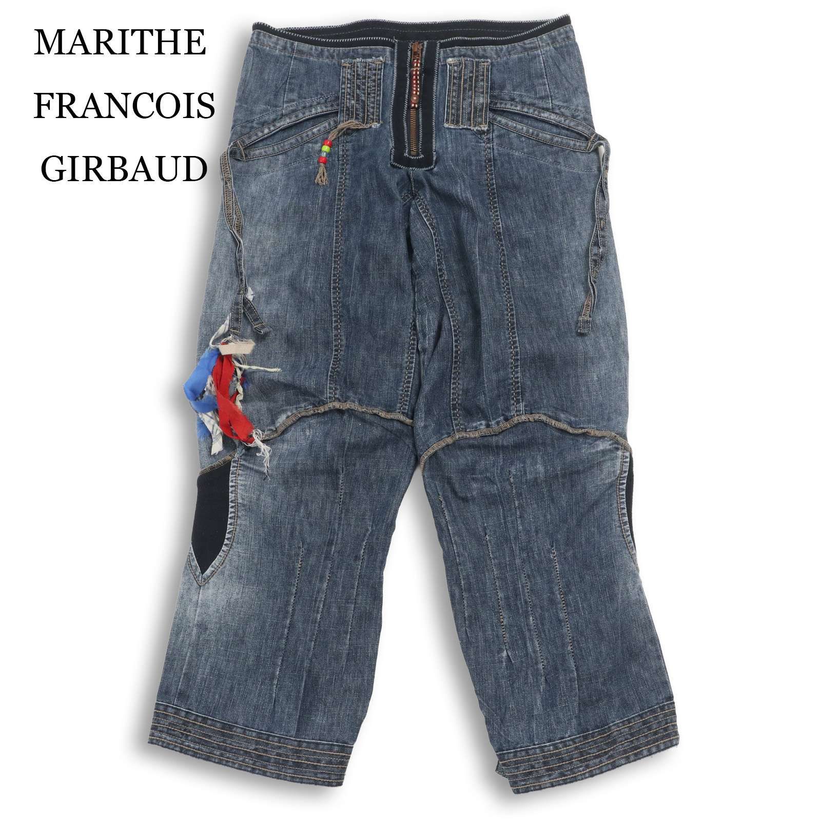 MARITHE FRANCOIS GIRBAUD マリテフランソワ ジルボー 立体裁断★ 切替 ジップ デニム パンツ ジーンズ Sz.25 レディース