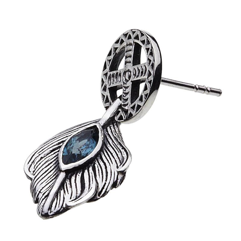 【新品】 [セノーテ]メディスン ホイールフェザー ピアス ロンドンブルートパーズ【シルバー925 シルバーアクセサリー】e0525