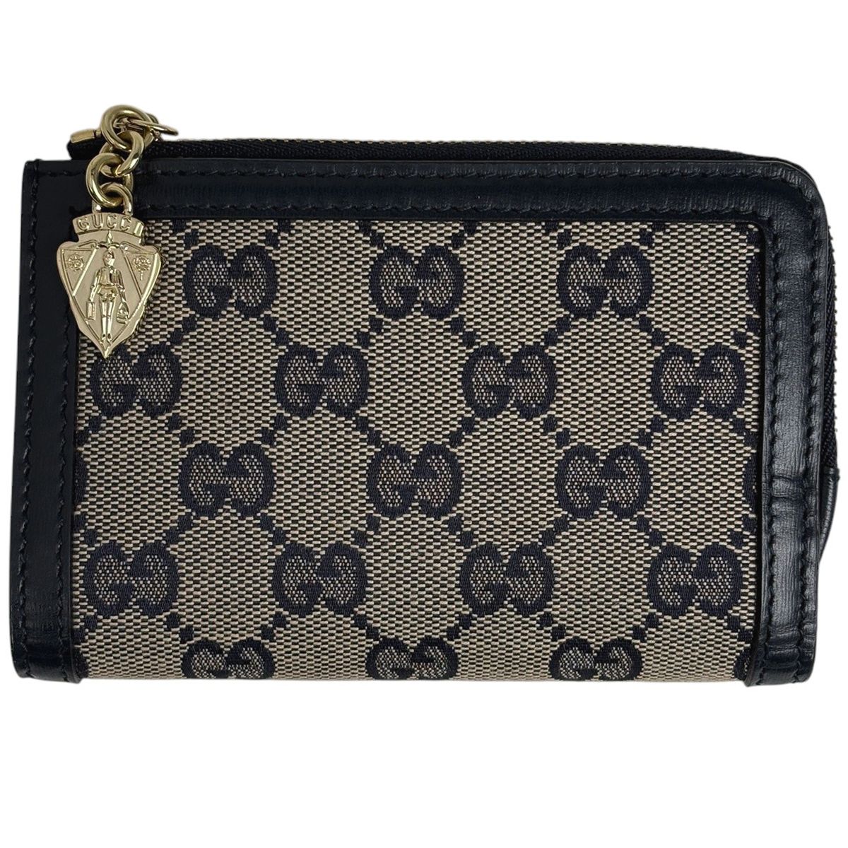 グッチ GUCCI GG柄 二つ折り 財布 コンパクトウォレット GGキャンバス ネイビー 790036 レディース 【中古】