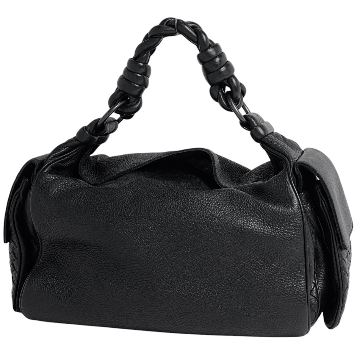 ボッテガヴェネタ BOTTEGAVENETA イントレチャート ハンドバッグ レザー ブラック レディース 【中古】