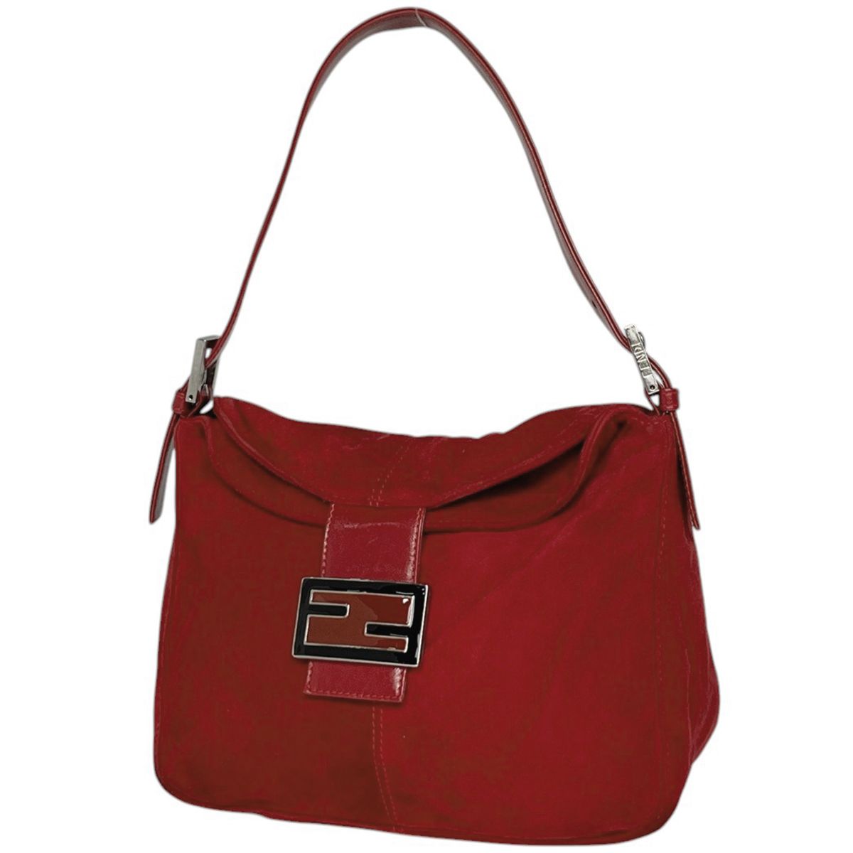 フェンディ FENDI ズッカロゴ ショルダーバッグ スエード レッド 26426 レディース 【中古】