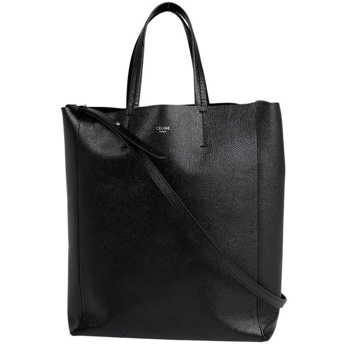 セリーヌ CELINE バーティカル カバ スモール トートバッグ 2WAY レザー ブラック レディース 【中古】