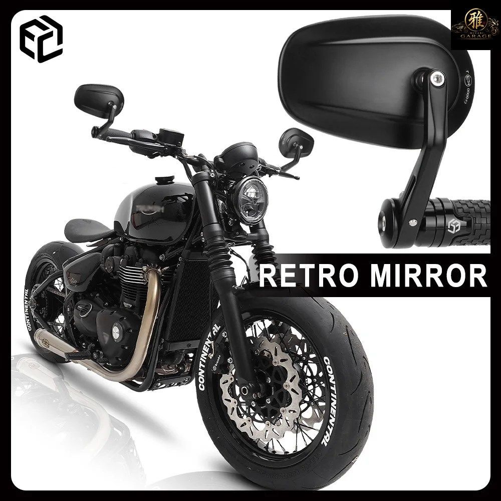 オートバイ用バーエンドミラー トライアンフ / ボンネビル T120 / T100 / スピードツイン 900 / 1200 レトロミラー