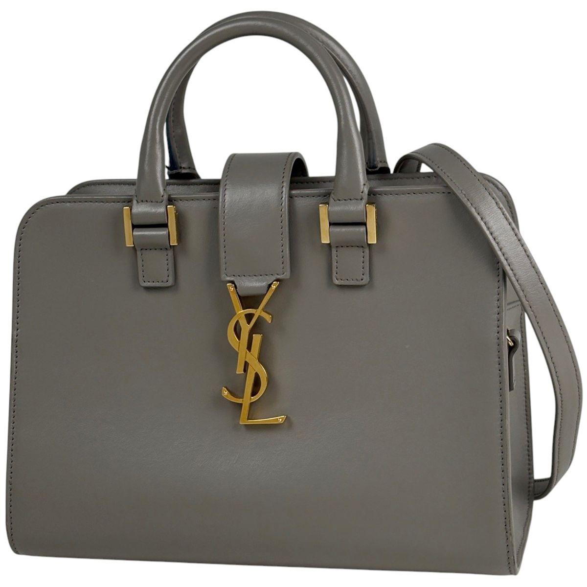 イヴ・サンローラン YVES SAINT LAURENT ベイビーカバス 2WAY ハンドバッグ レザー グレージュ 568853 レディース 【中古】