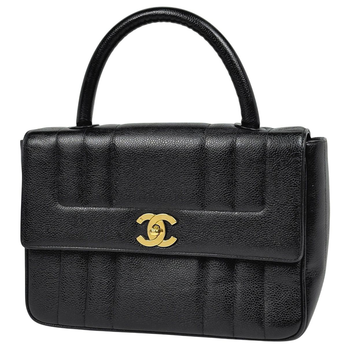シャネル CHANEL マドモアゼル ハンドバッグ ココマーク キャビアスキン ブラック レディース 【中古】