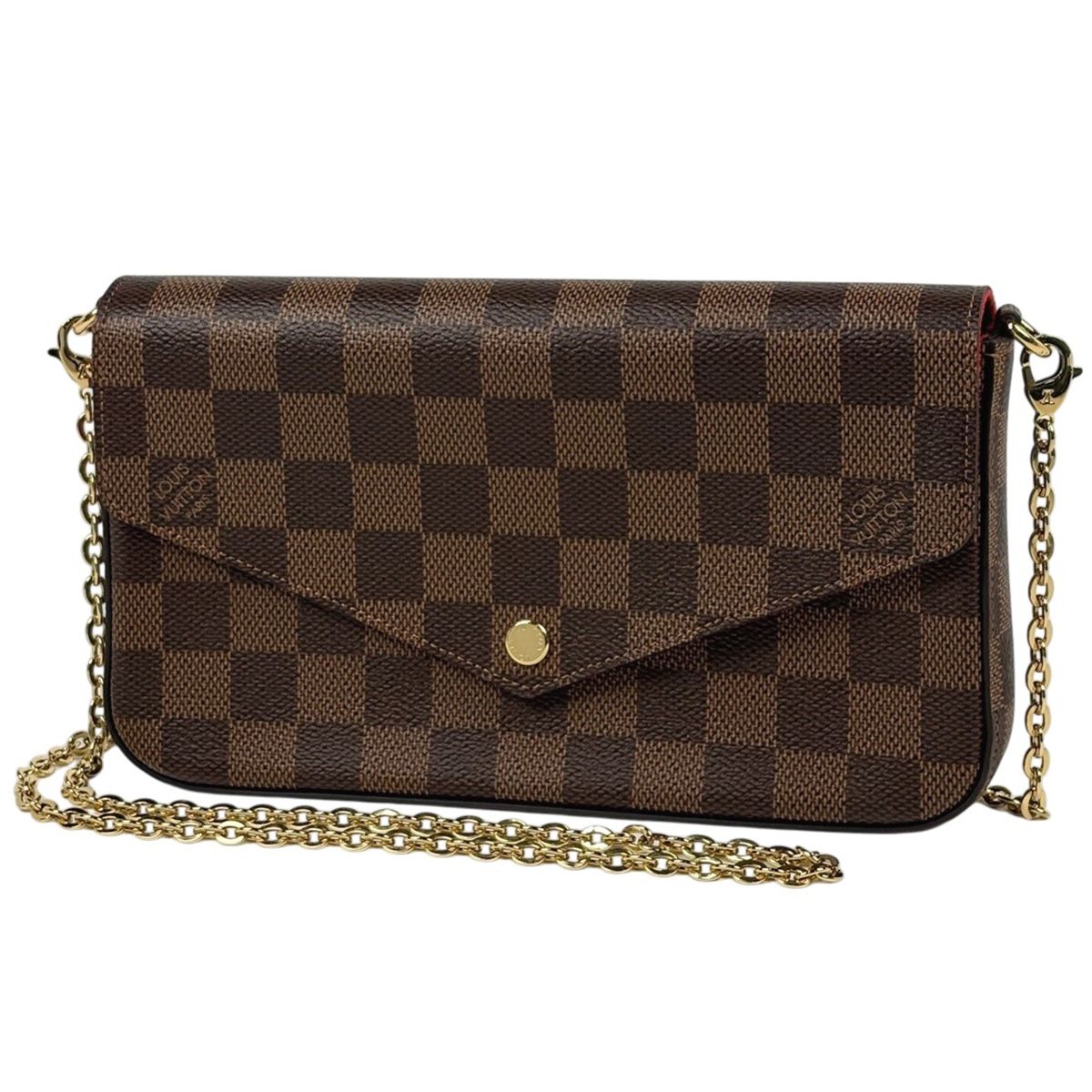 ルイ・ヴィトン Louis Vuitton ポシェット フェリシー 2WAY チェーンウォレット ショルダーバッグ ダミエ ブラウン N63032 レディース 【中古】