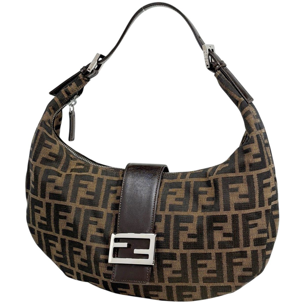 フェンディ FENDI ズッカ柄 ショルダーバッグ キャンバス ブラウン 0916321001 レディース 【中古】