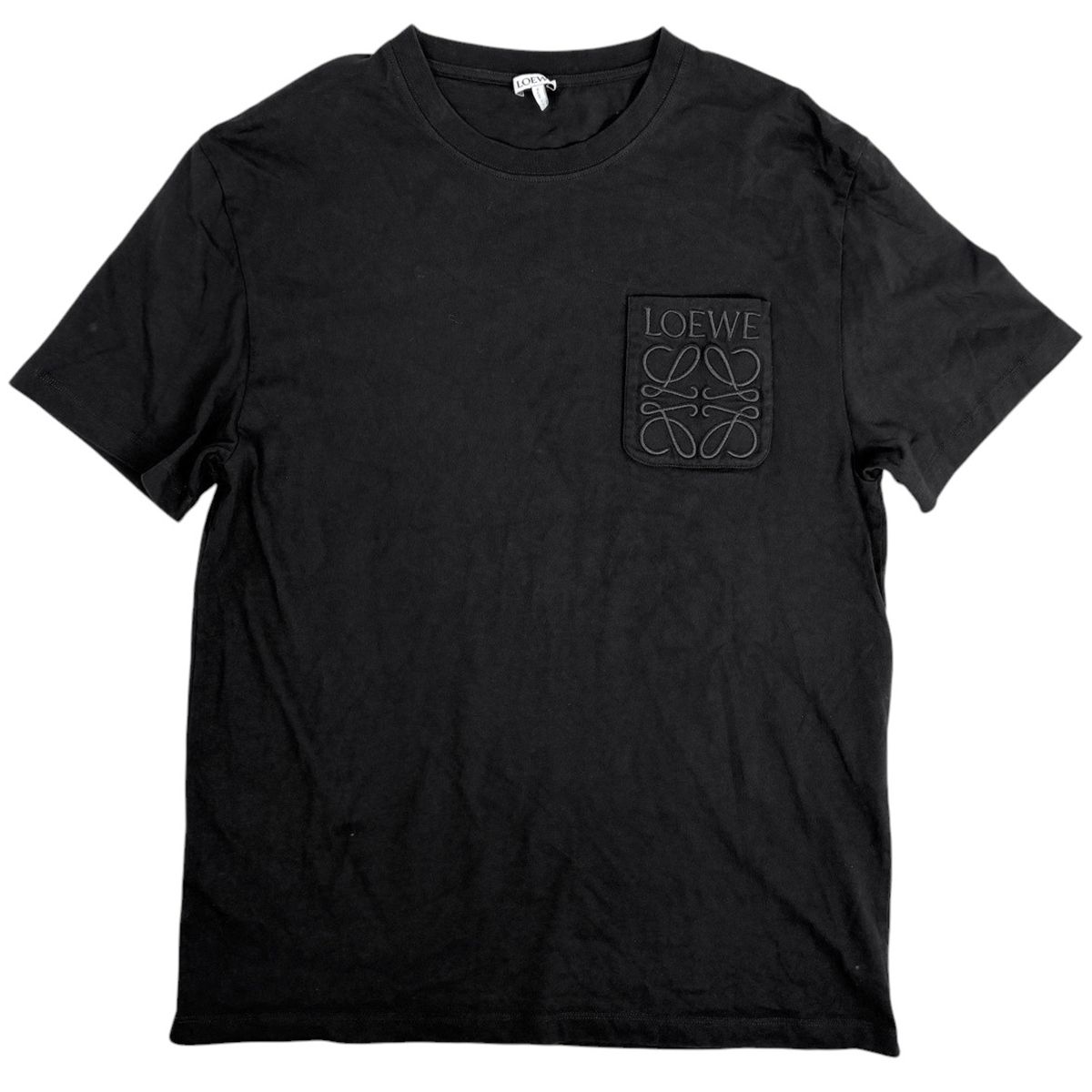 ロエベ LOEWE アナグラム Tシャツ トップス 半袖Ｔシャツ コットン ブラック メンズ 【中古】
