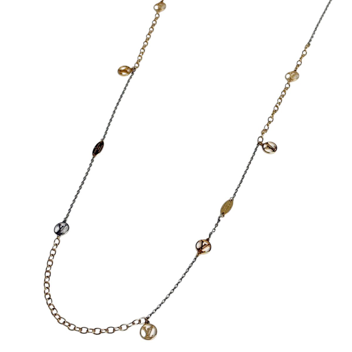 ルイ・ヴィトン Louis Vuitton ソートワール ロゴマニア ロング ネックレス メタル ゴールド シルバー レディース 【中古】