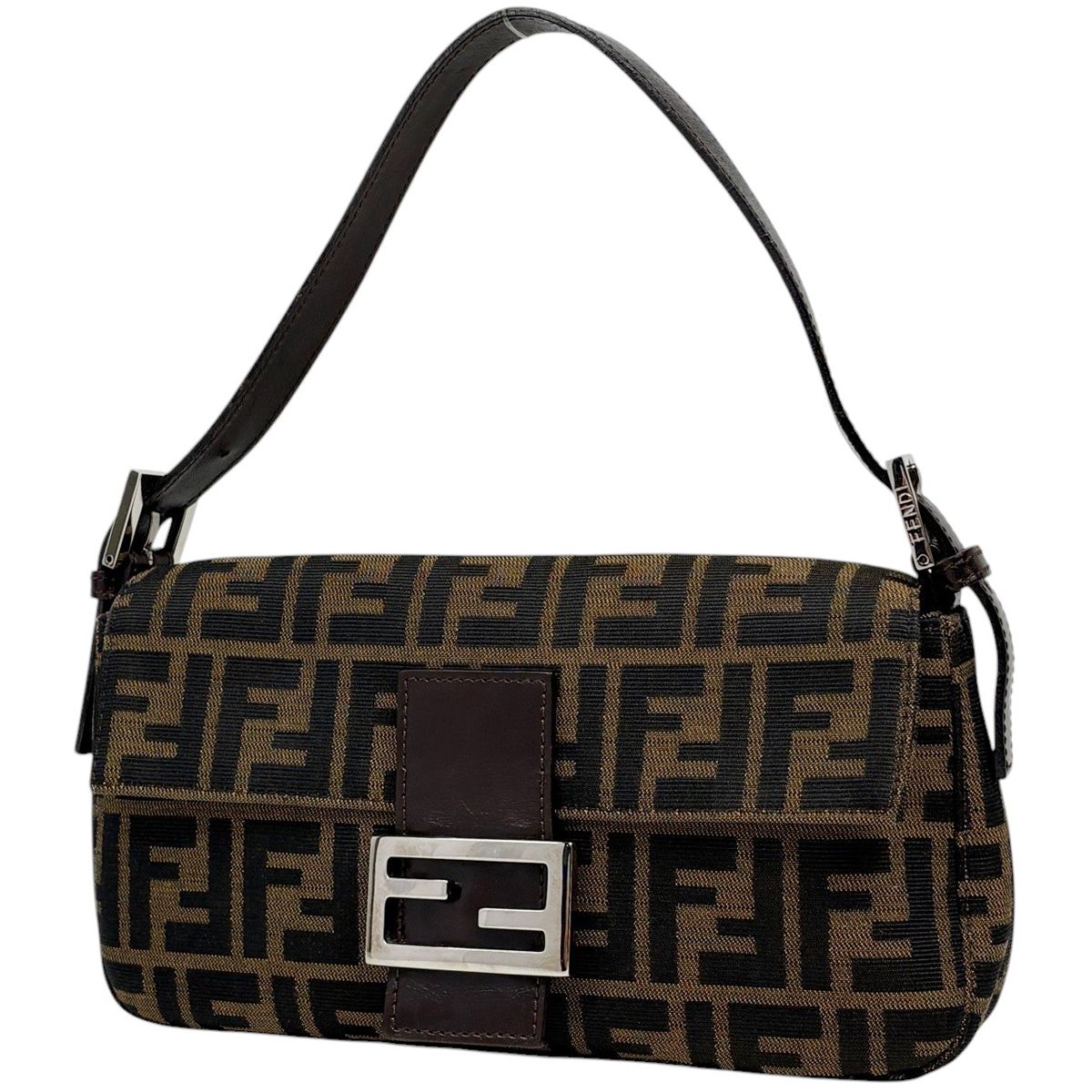 フェンディ FENDI ズッカ柄 マンマバゲット ハンドバッグ ショルダーバッグ キャンバス ブラウン 26424 レディース 【中古】