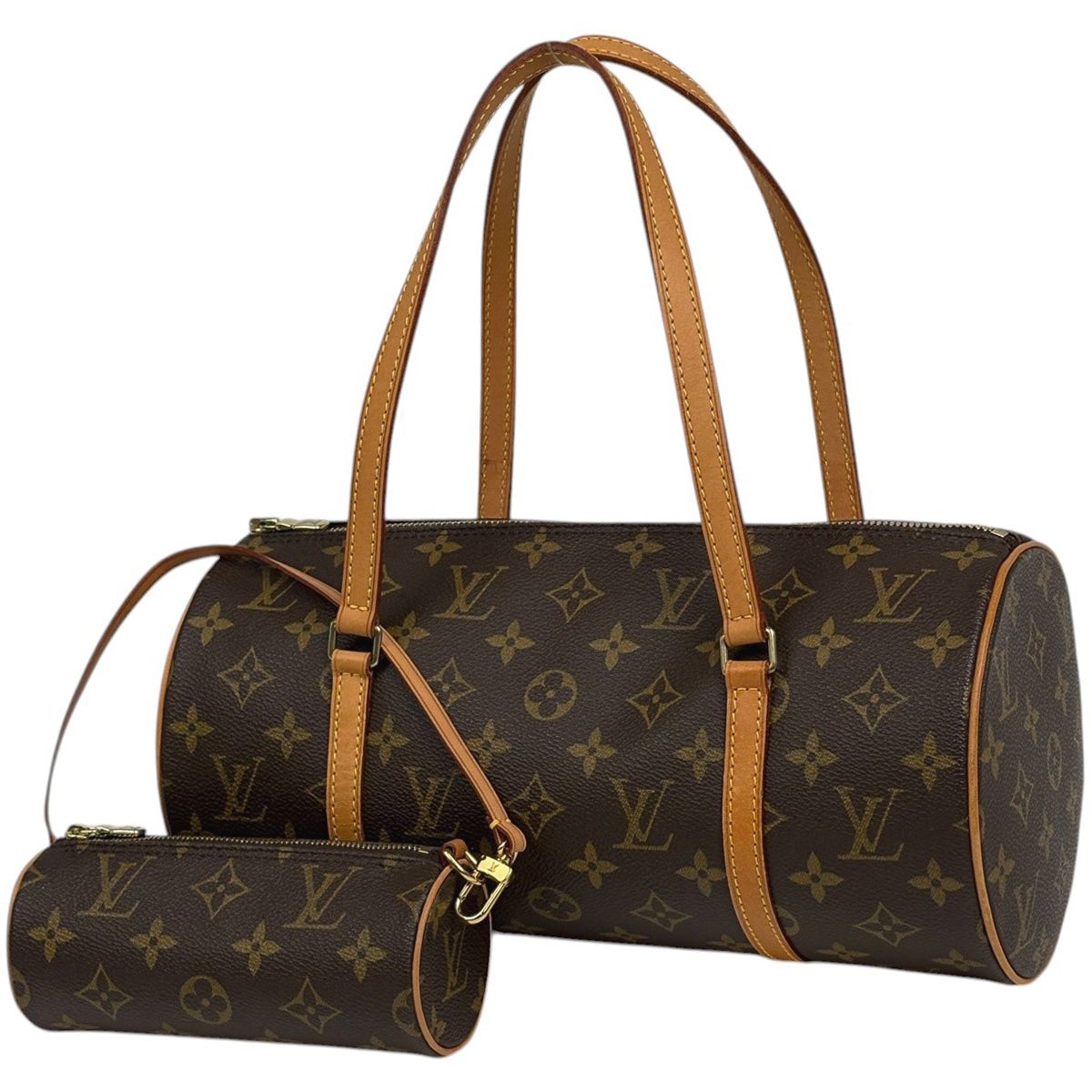 ルイ・ヴィトン Louis Vuitton パピヨン30 バレルバッグ 筒型 旧型 ハンドバッグ モノグラム ブラウン M51385 レディース 【中古】