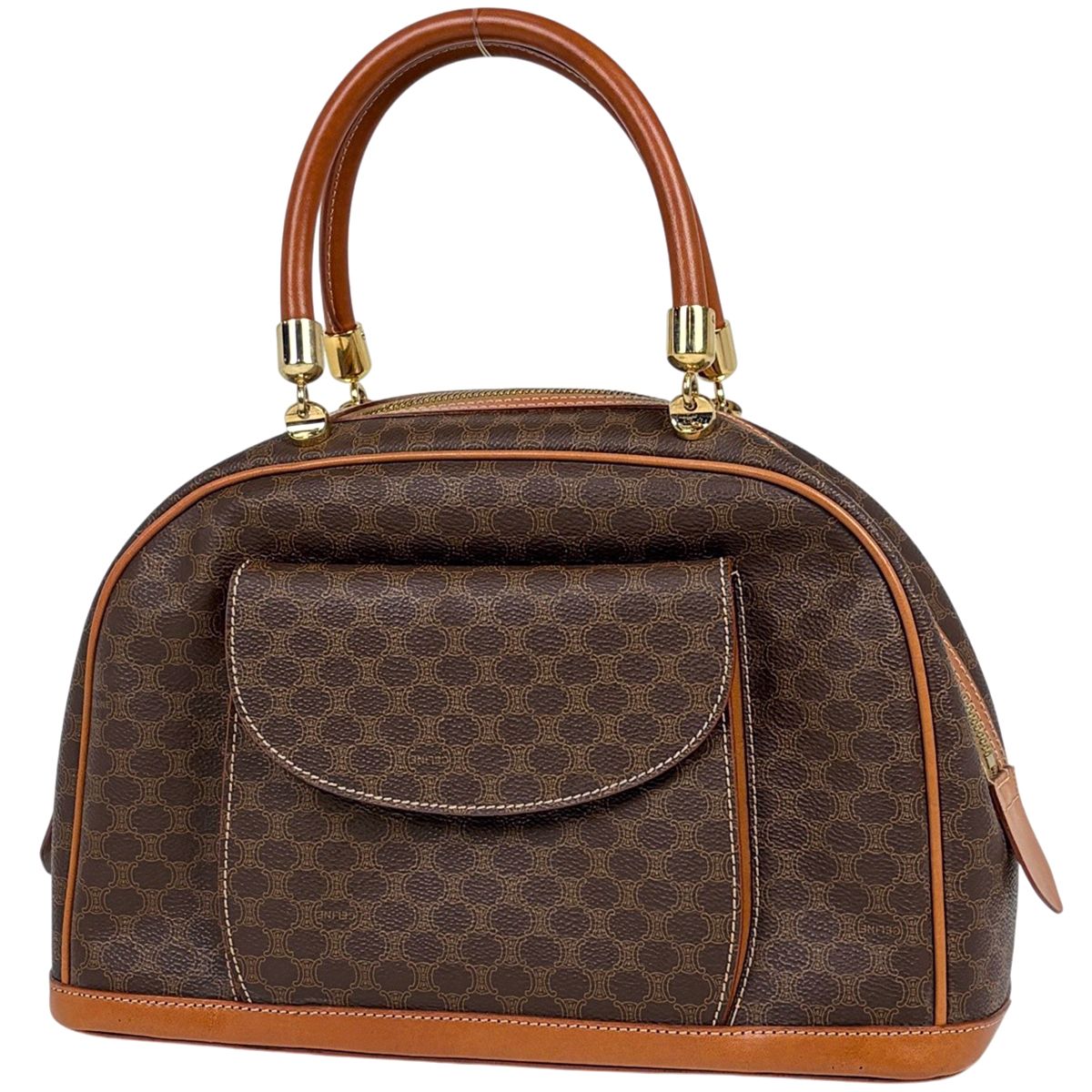 セリーヌ CELINE マカダム柄 ハンドバッグ コーティングキャンバス ブラウン レディース 【中古】