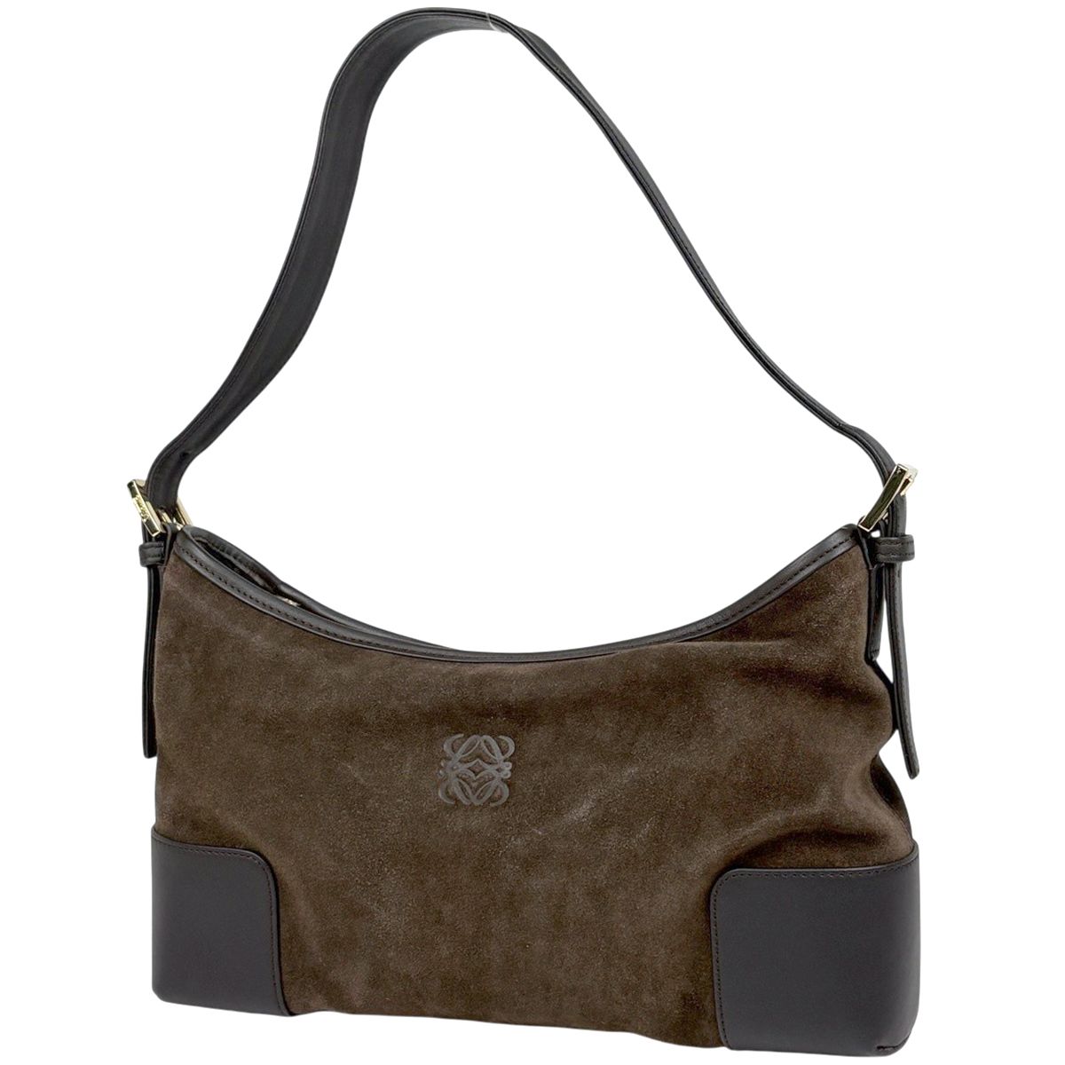ロエベ LOEWE アナグラム ショルダーバッグ スエード ブラウン レディース 【中古】