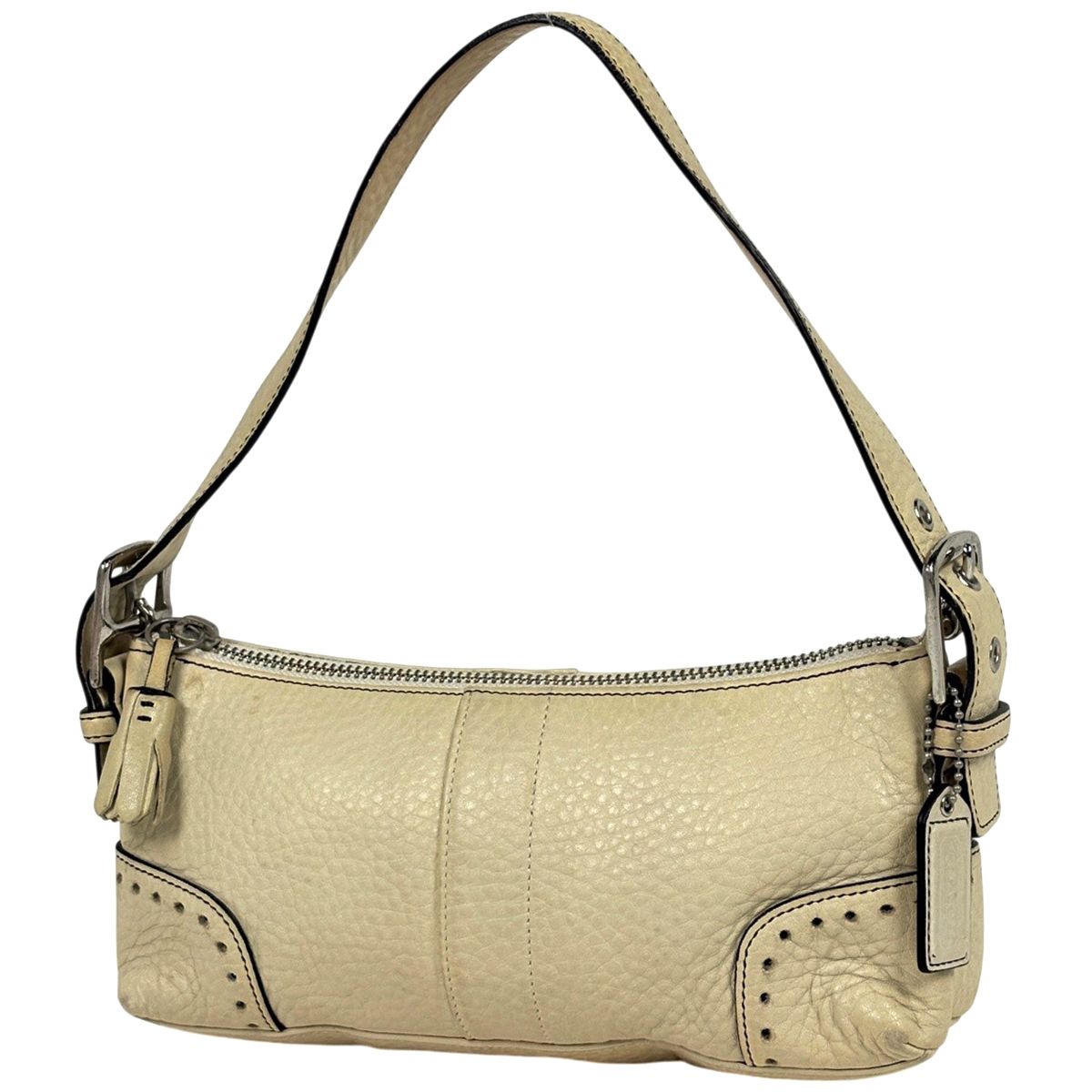 コーチ COACH ロゴ ショルダーバッグ レザー クリーム 5052 レディース 【中古】