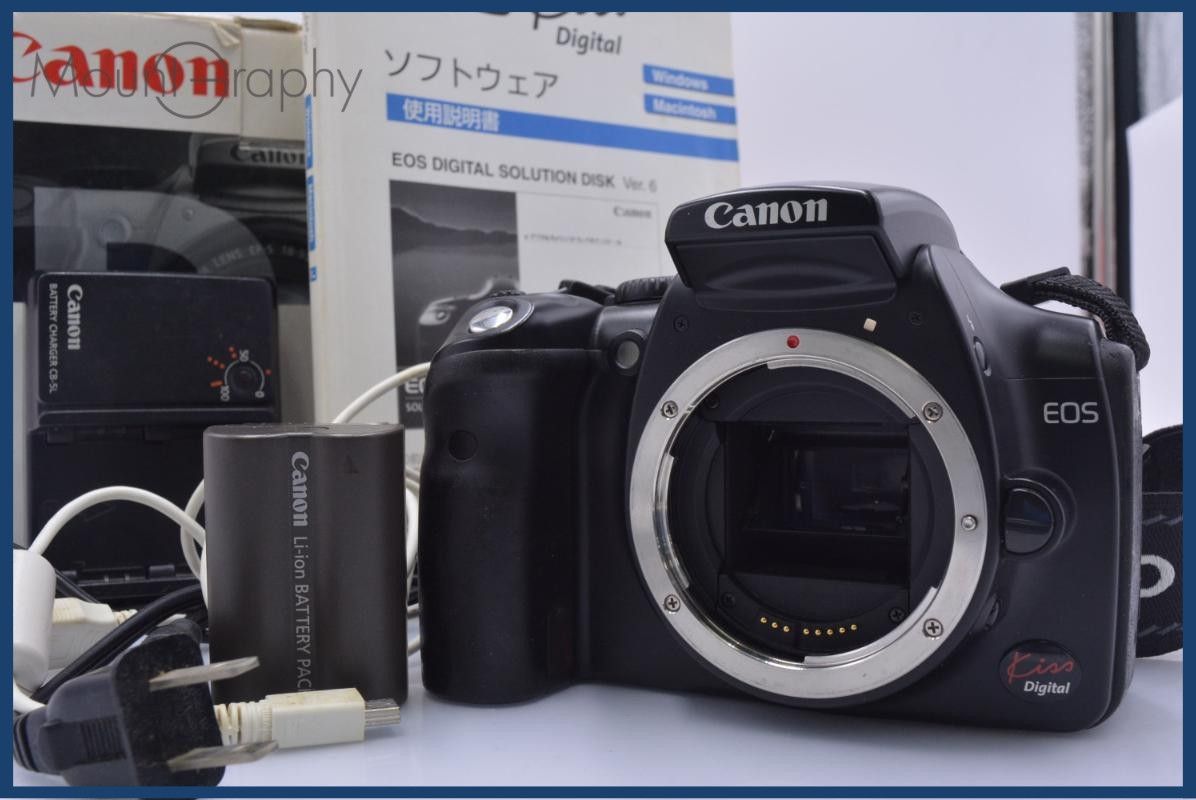 【動作保証】 キヤノン Canon EOS Kiss Digital 元箱、バッテリー、充電器、取扱説明書付属 同梱無料 #am7274