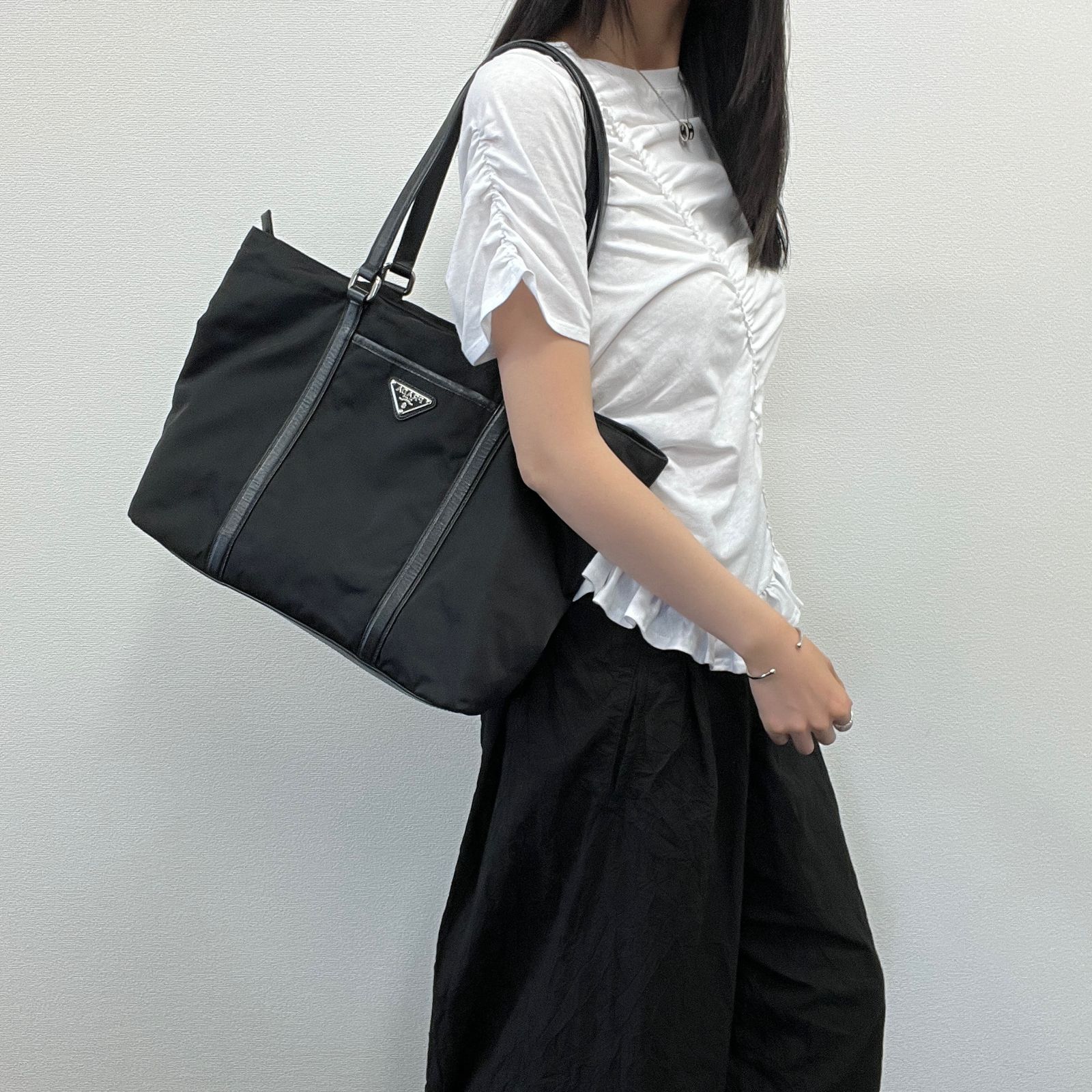 【中古】PRADA プラダ トートバッグ ナイロン レザー ブラック ヴィンテージ レディース【中古美品】HIBUOCHI VINTAGE hboc260523a04