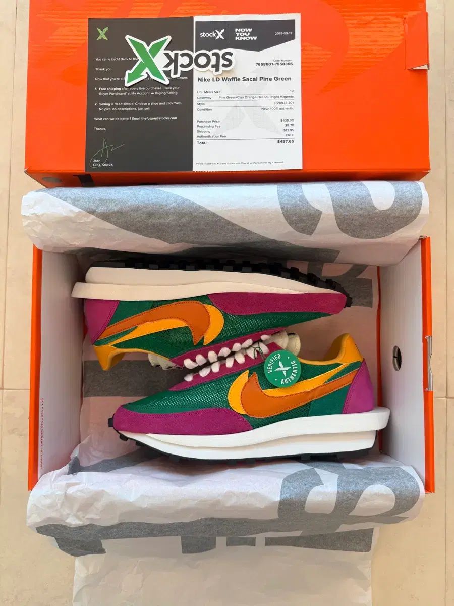 280 新品 NIKE SACAI LDワッフル パイナップル グリーン