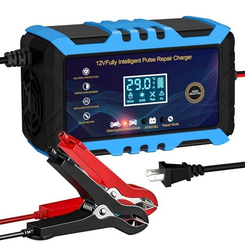 12Vバッテリー充電器 全自動バッテリーチャージャー パルス充電器 メンテナンス充電 4-100Ah鉛蓄バッテリー用 6A充電電流 LED表示 バイク/車/トラック等適用 日本語説明書Y 6e34c714
