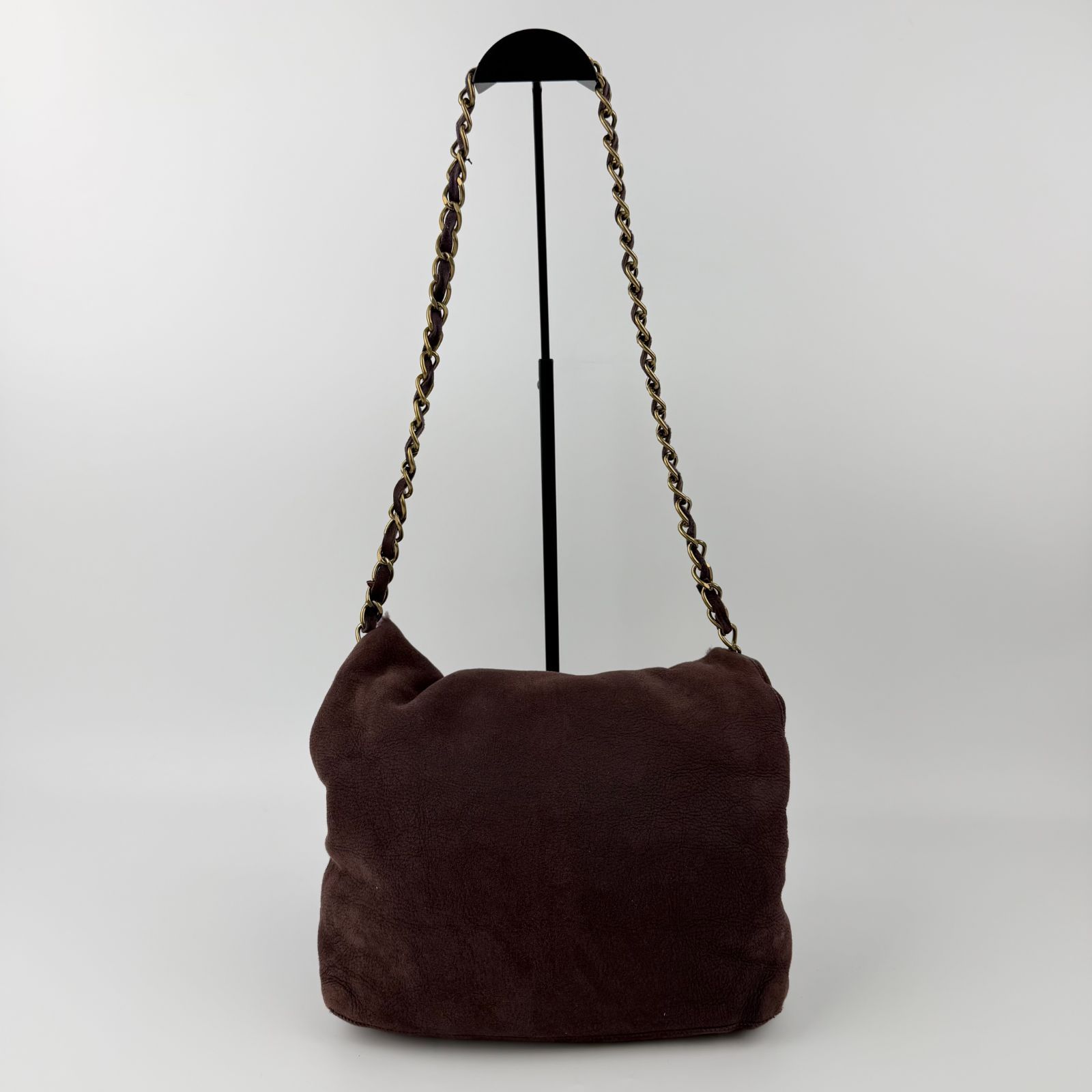 中古】CHANEL シャネル ショルダーバッグ ムートン スエード ボルドー 