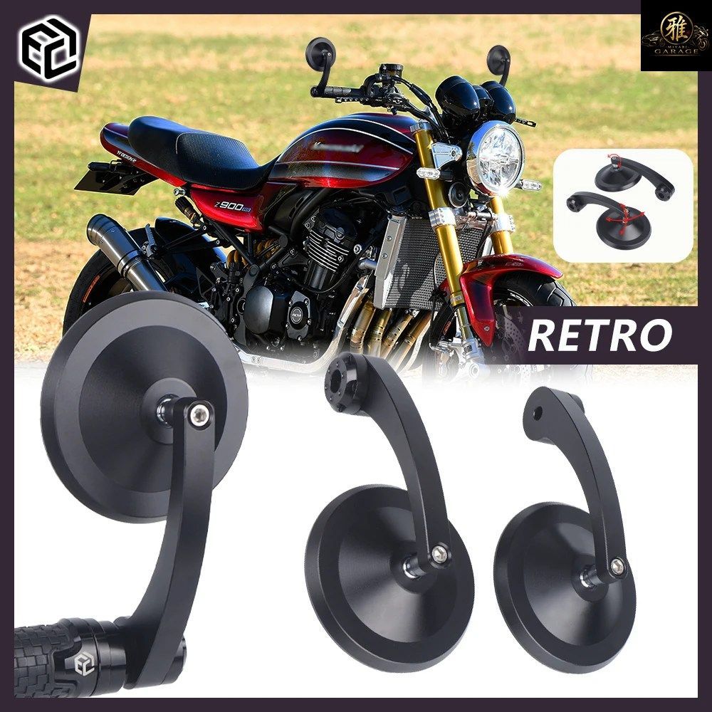 レトロスタイルのオートバイ用バーエンドミラー カワサキ W800 W230 エリミネーター 400 Z900RS Z650RS オートバイ
