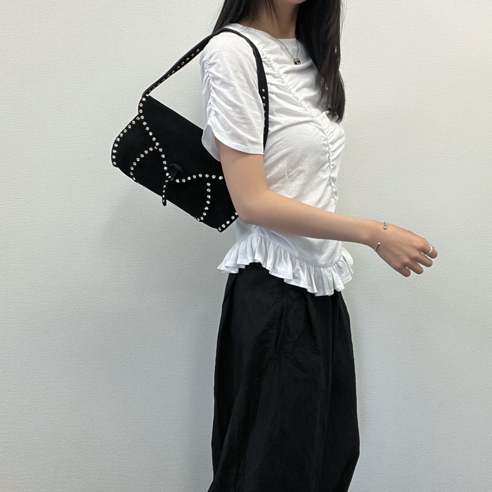 【中古】CELINE セリーヌ ショルダーバッグ スエード ブラック ヴィンテージ レディース【中古美品】HIBUOCHI VINTAGE hboc260525a02